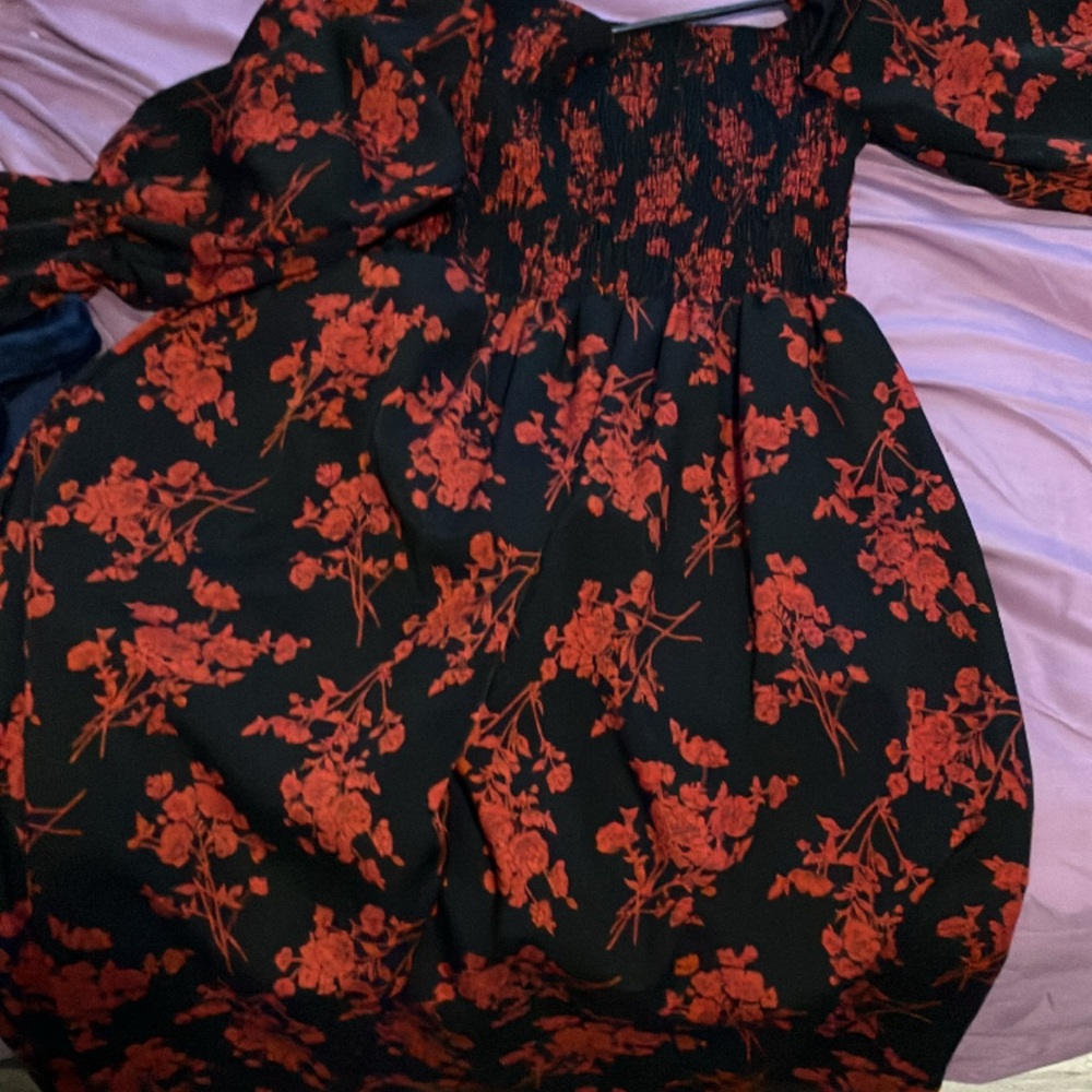 Others Follow Black and Red Floral Maxi Dress